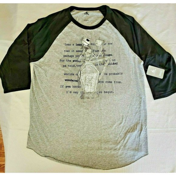 Nightmare Before Christmas Jack Skellington Baseball Style T Shirt Mens 2XL New - Picture 1 of 12